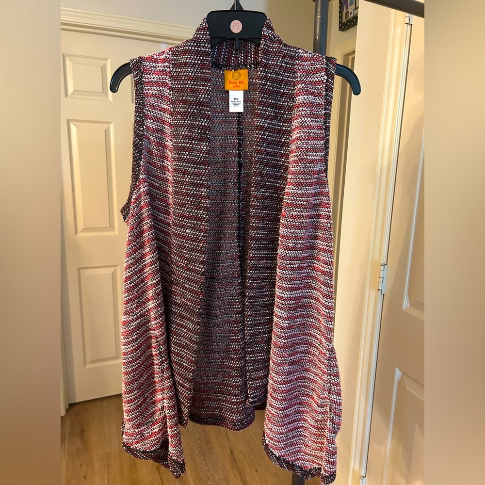 Ruby Rd. Petite Knit Vest in Red and Black